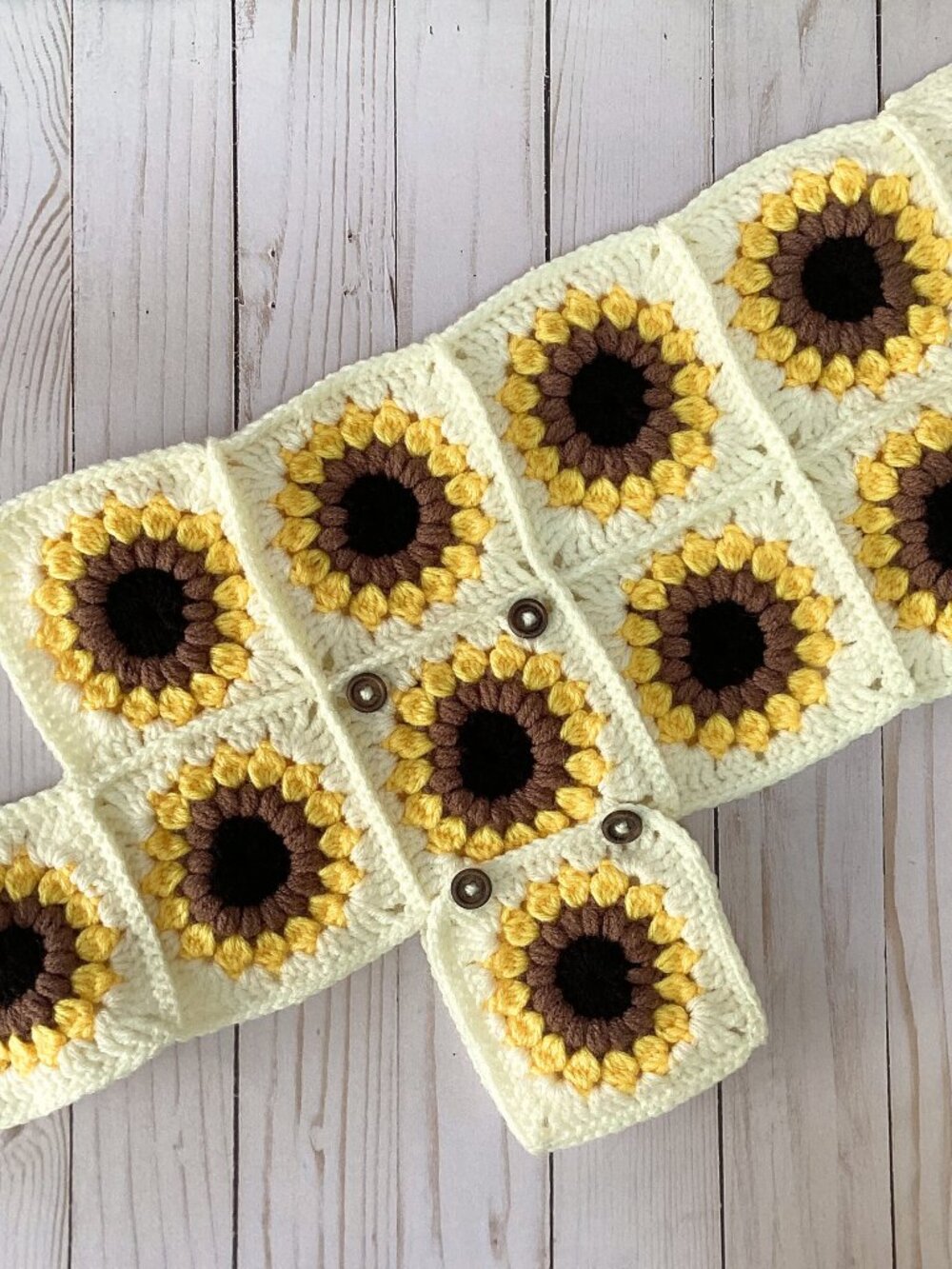Handmade Crocheted Dog Coat with Sunflowers (Size Medium/Large)